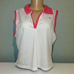White and Pink Nike Golf Polo Tank Shirt